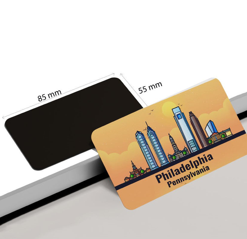 dhcrafts Rectangular Rubber Fridge Magnet / Magnetic Card Orange Pennsylvania Philadelphia Design Pack of 1 (8.6cm x 5.4cm)